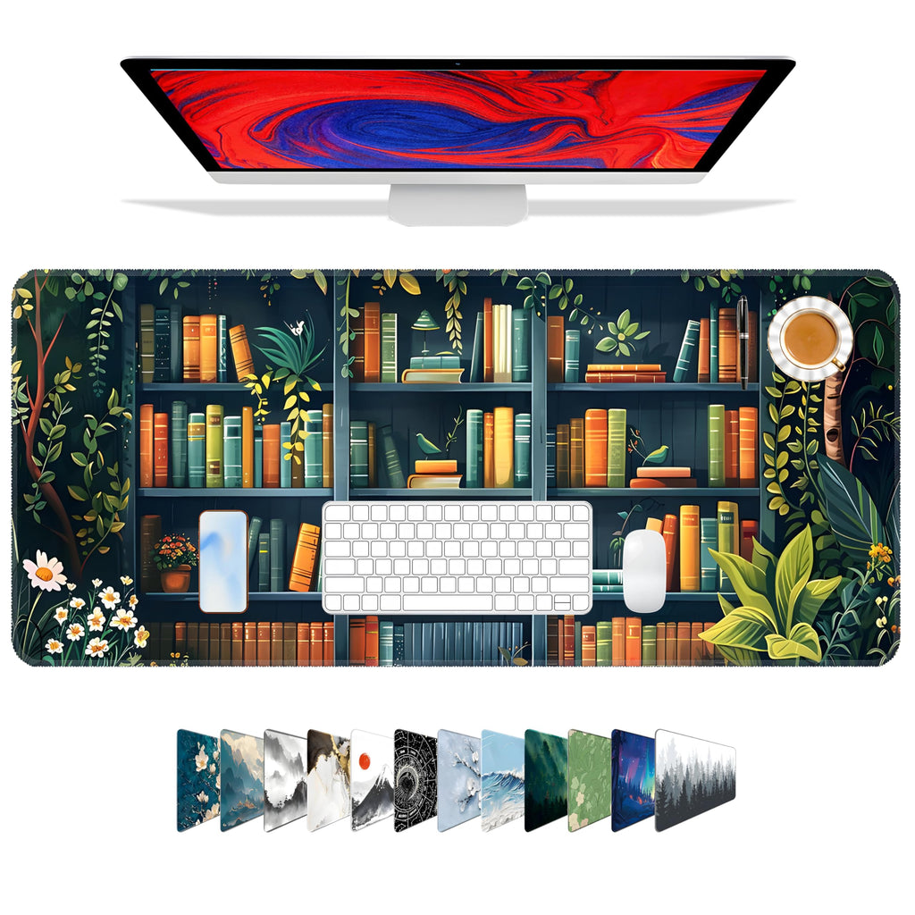 Galdas Mouse Pad For Gaming,Forest Background Pattern XXL XL Large Mouse Mat Long Extended MousePad Desk Mat Non-Slip Rubber Mice Pads Stitched Edges Thin (31.5 x 11.8 x 0.12 Inches) Tree