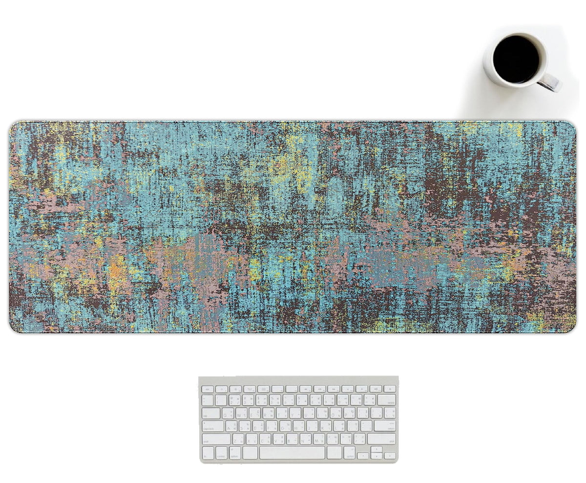 UTELKA Blue Desk Mat, Flroal Desk Matt for Desktop Mouse Pad 31.5x11.8