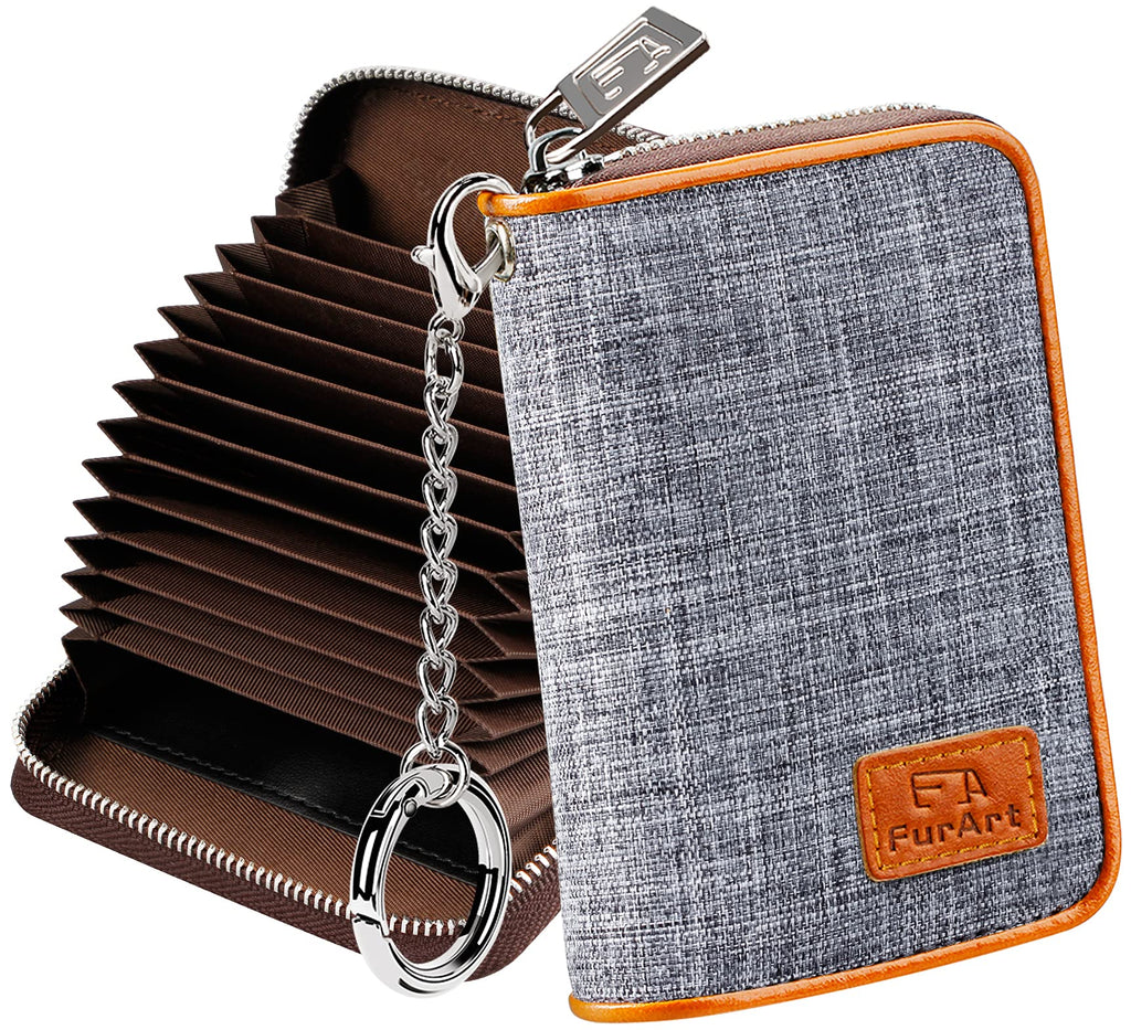 FurArt Zipper Wallet Women RFID Credit Card Holder keychain Wallet