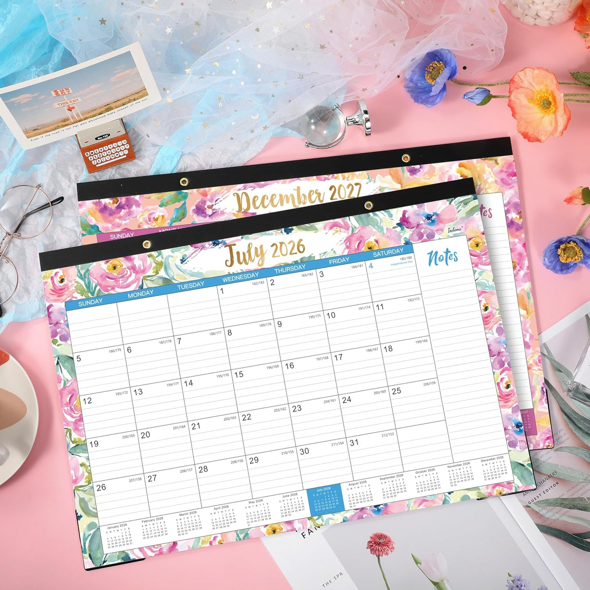 Desk Calendar 2026-2027 - Jul. 2026 - Dec. 2027, 18 Months Large Monthly Desk Calendar 2026-2027, 17" x 12", Desk Pad, Large Ruled Blocks, To-do List & Notes