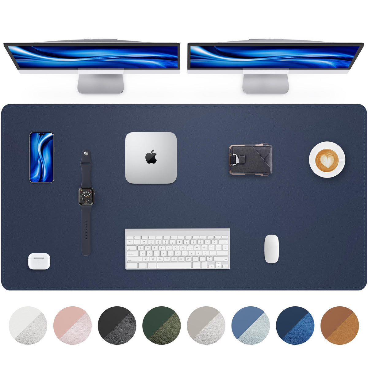 AFIING Large Desk Mat 55" x 24" - PU Leather Desk Pad Protector, Waterproof Non-Slip Extended Mouse Pad for Office Desk, Keyboard, Laptop and Home Workspace (Black)