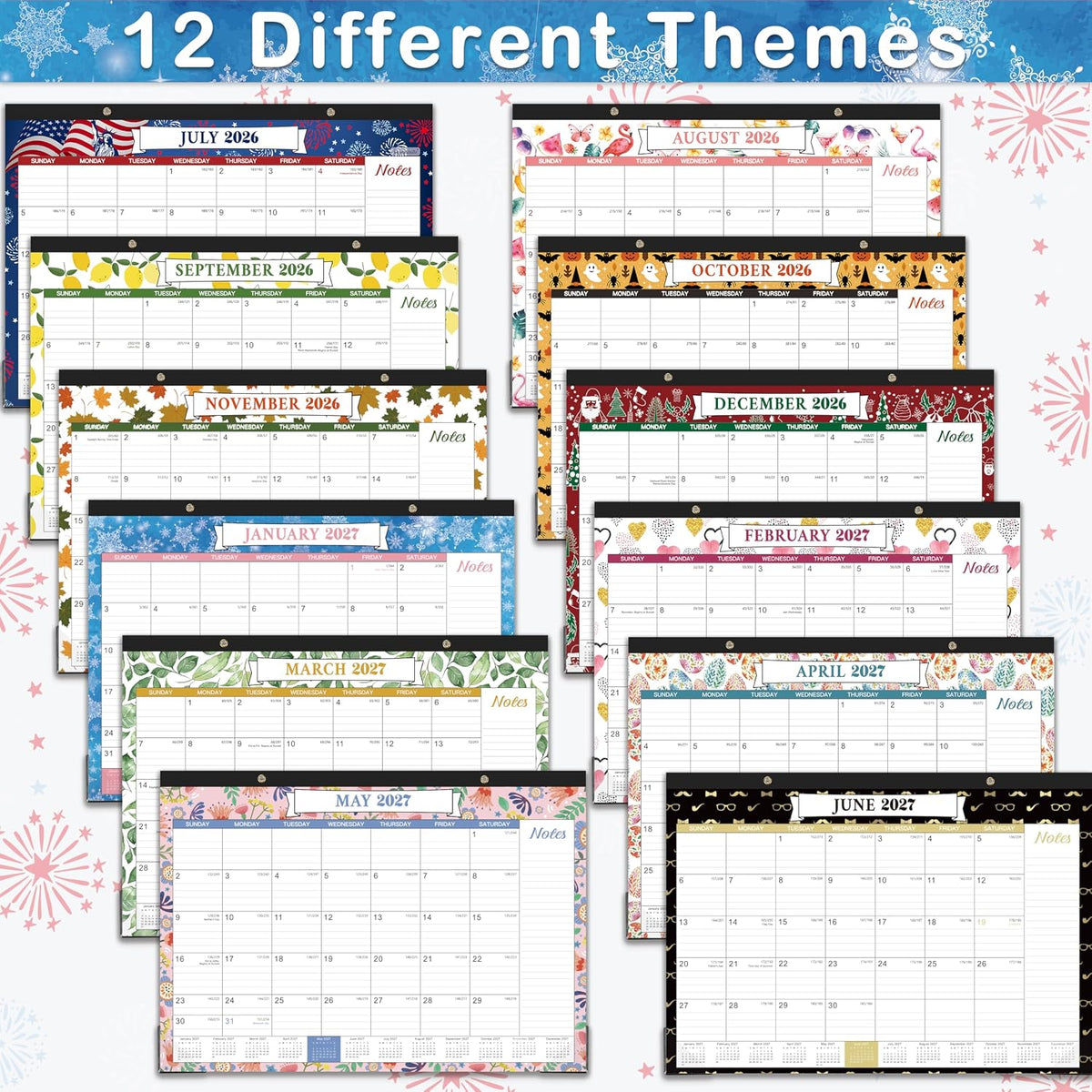 2027 Desk Calendar - 18 Monthly Desk Calendar 2027, 16.9"×12.1"