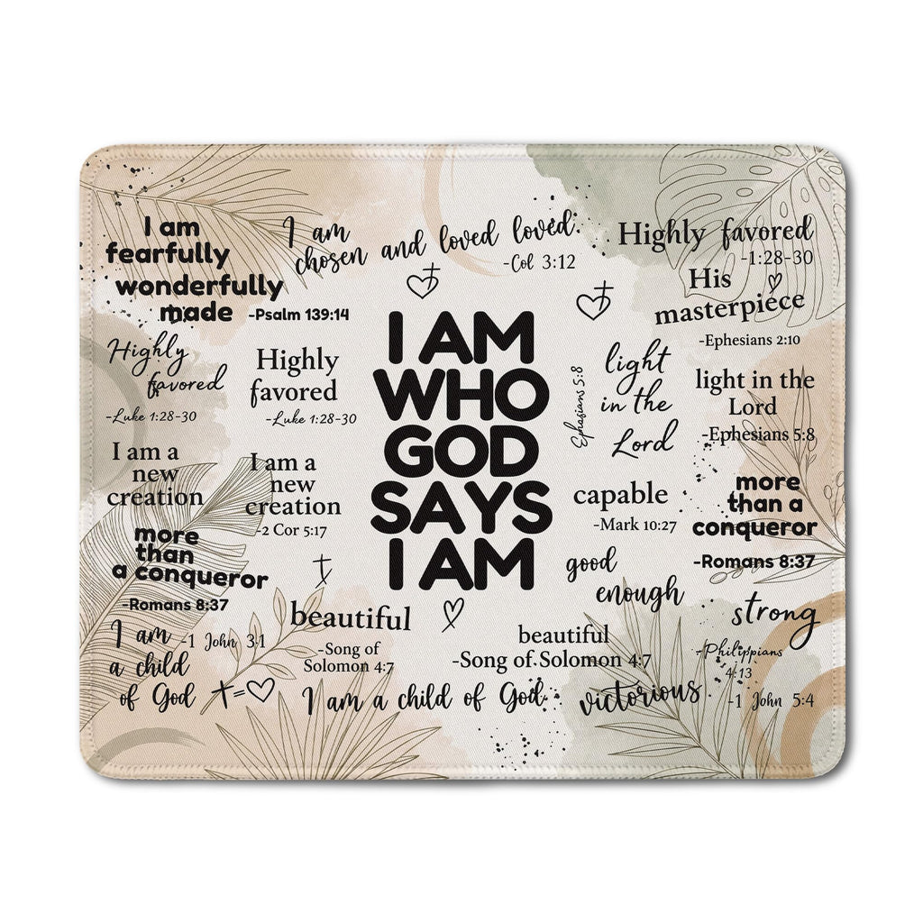Inspirational Christian God Says I Am Mouse Pad, Minimalist Boho Floral Bible Verse Affirmation Mouse Pads Mousepad for Home Office Dorm Computers Laptop Supplies Desk Accessories, 9.5x7.9 Inch