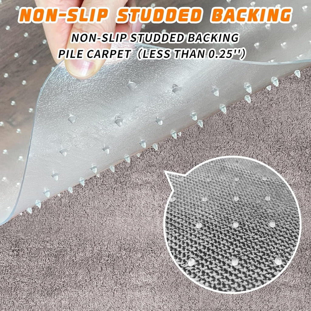 Office Chair Mat for Carpeted Floors, Desk Mats 48"X30" for Rolling Desk on Low Pile Carpets, Small Computer Gaming Plastic Floor Mats for Office Chair on Carpet, Easy Glide Without Curling