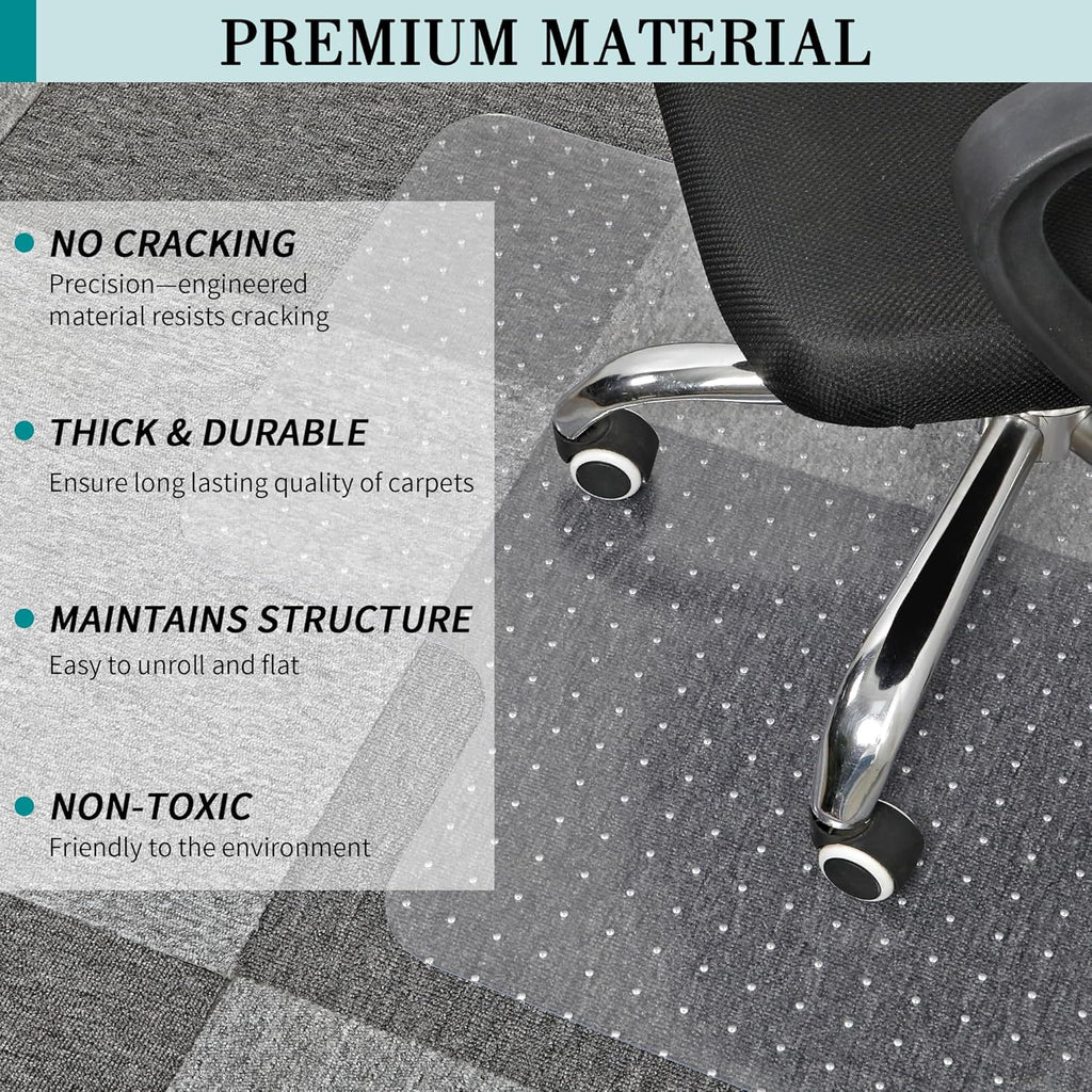 BesWin Office Chair Mat for Carpet, 30" x 48", Clear