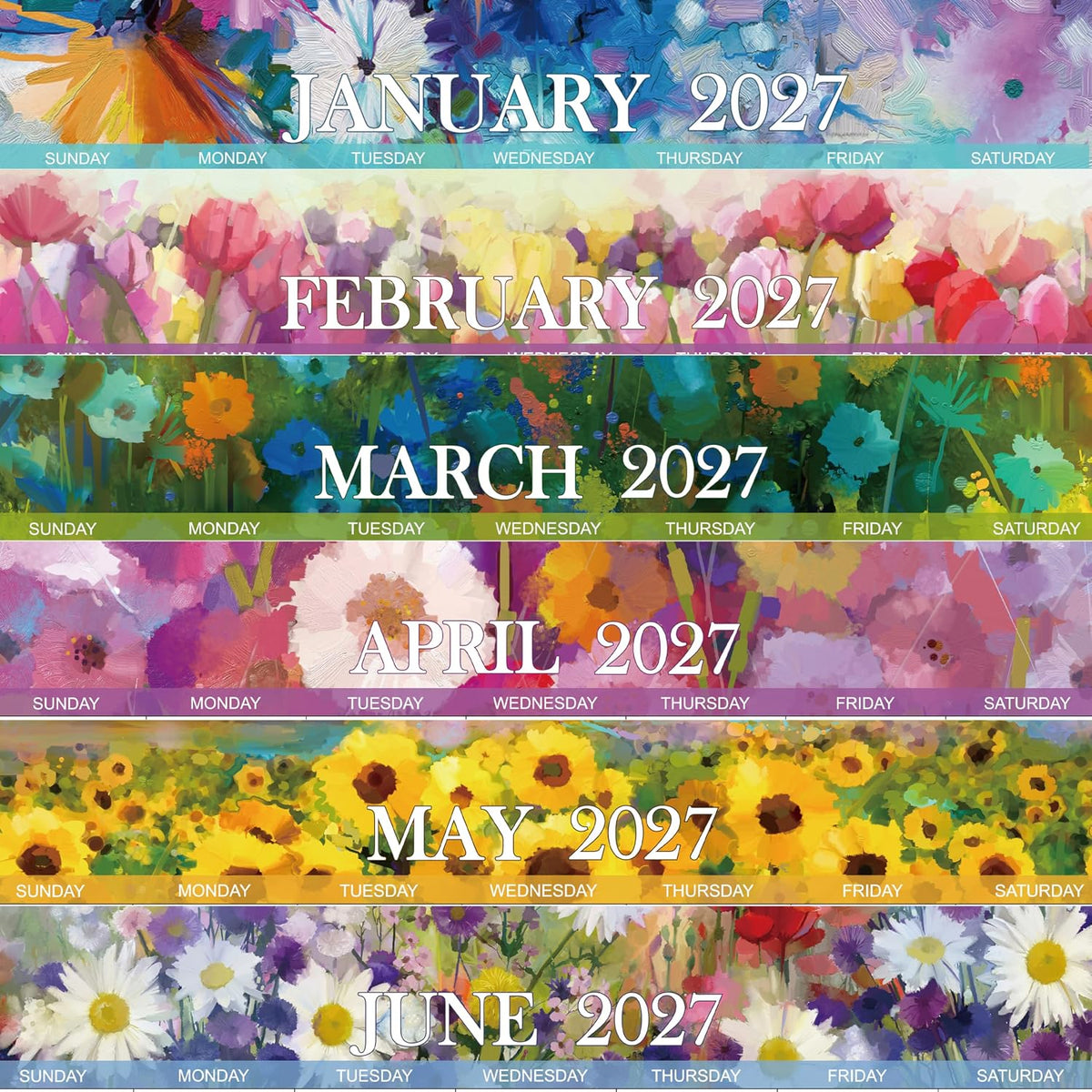 2027 Desk Calendar - Standing Flip Desktop Calendar 2027