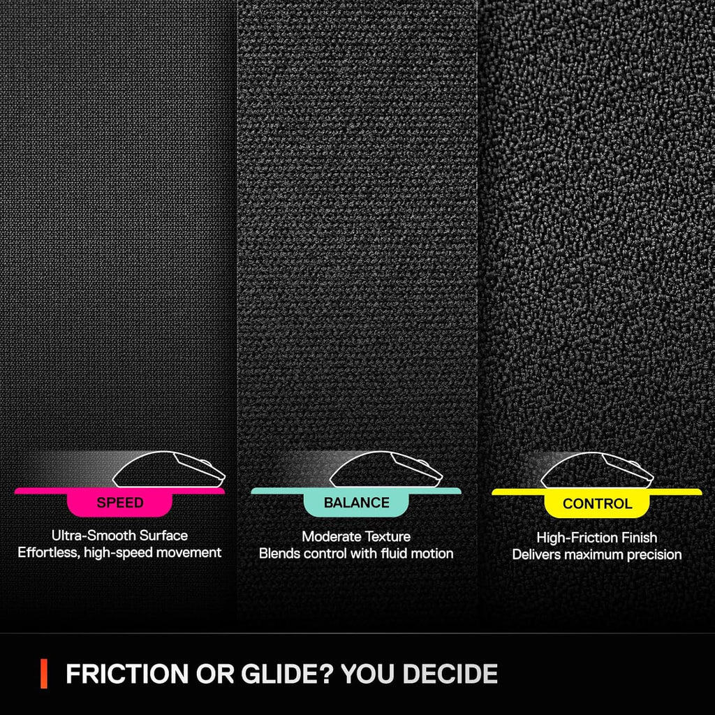 SteelSeries QcK XL Performance Speed Gaming Mousepad — Extra Density for a Smooth Glide — Low-Profile Edge Stitching — Non-Slip Neoprene Rubber Base — 15.75 x 34.43 inch — FPS, MOBAs, RTS, MMO