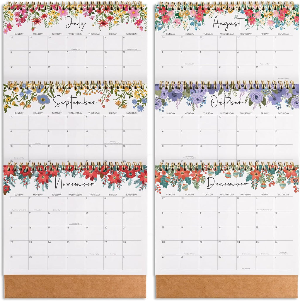 Small Desk Calendar 2026-2027, Jokotha Standing Flip Calendar, July 2026 to December 2027, 18 Month Desktop Calendar with Stickers & Floral Design, 8"x6"