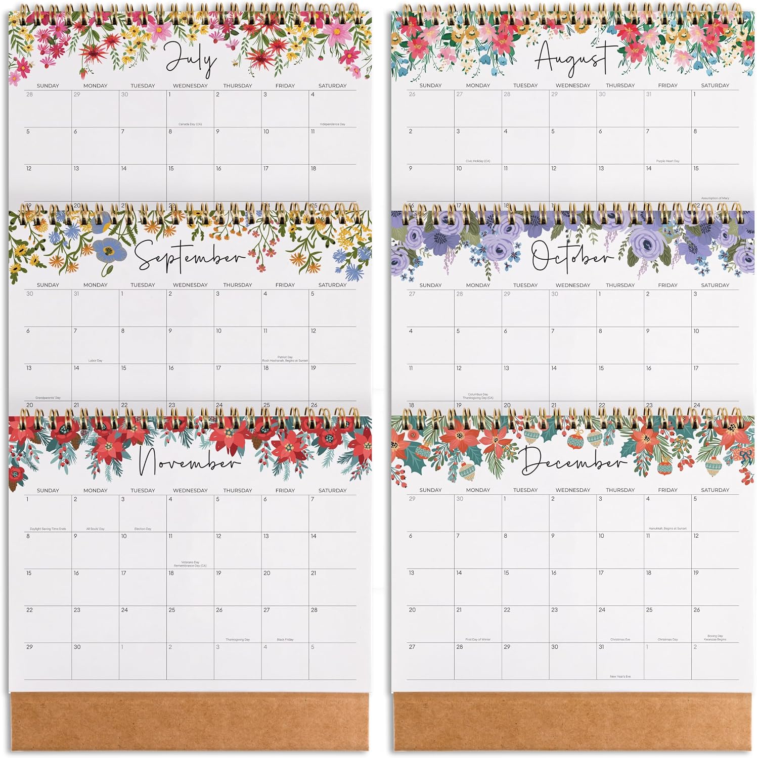 Small Desk Calendar 2026-2027, Jokotha Standing Flip Calendar, July 2026 to December 2027, 18 Month Desktop Calendar with Stickers & Floral Design, 8"x6"