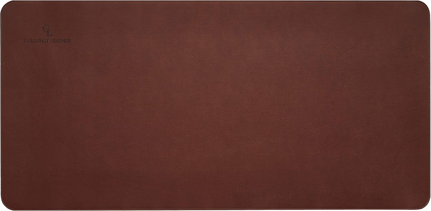 Gallaway Leather Desk Mat, Office Writing Desk Pad, Large 36" x 17" Dark Brown, for Top of Desks, Gift Ready Elegant Computer Desk Cover Protector PU Leather