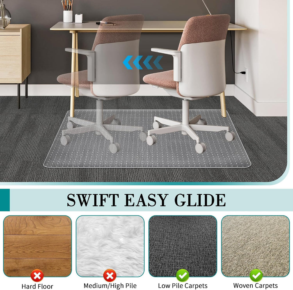 BesWin Office Chair Mat for Carpet, 30" x 48", Clear