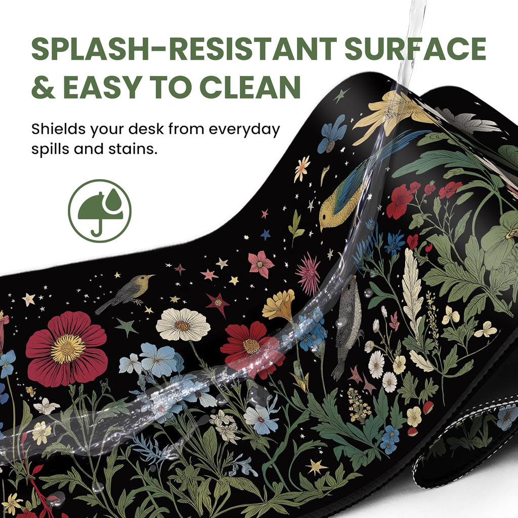Aesthetic Desk Mat, Cute Enchanted Garden Desk Pad Protector for Work & Decor, 31.5" x 11.8", Pretty Non-Slip Extended Mouse Pad for Office or Home