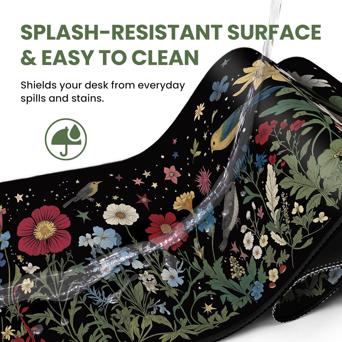 Aesthetic Desk Mat, Cute Enchanted Garden Desk Pad Protector for Work & Decor, 31.5" x 11.8", Pretty Non-Slip Extended Mouse Pad for Office or Home