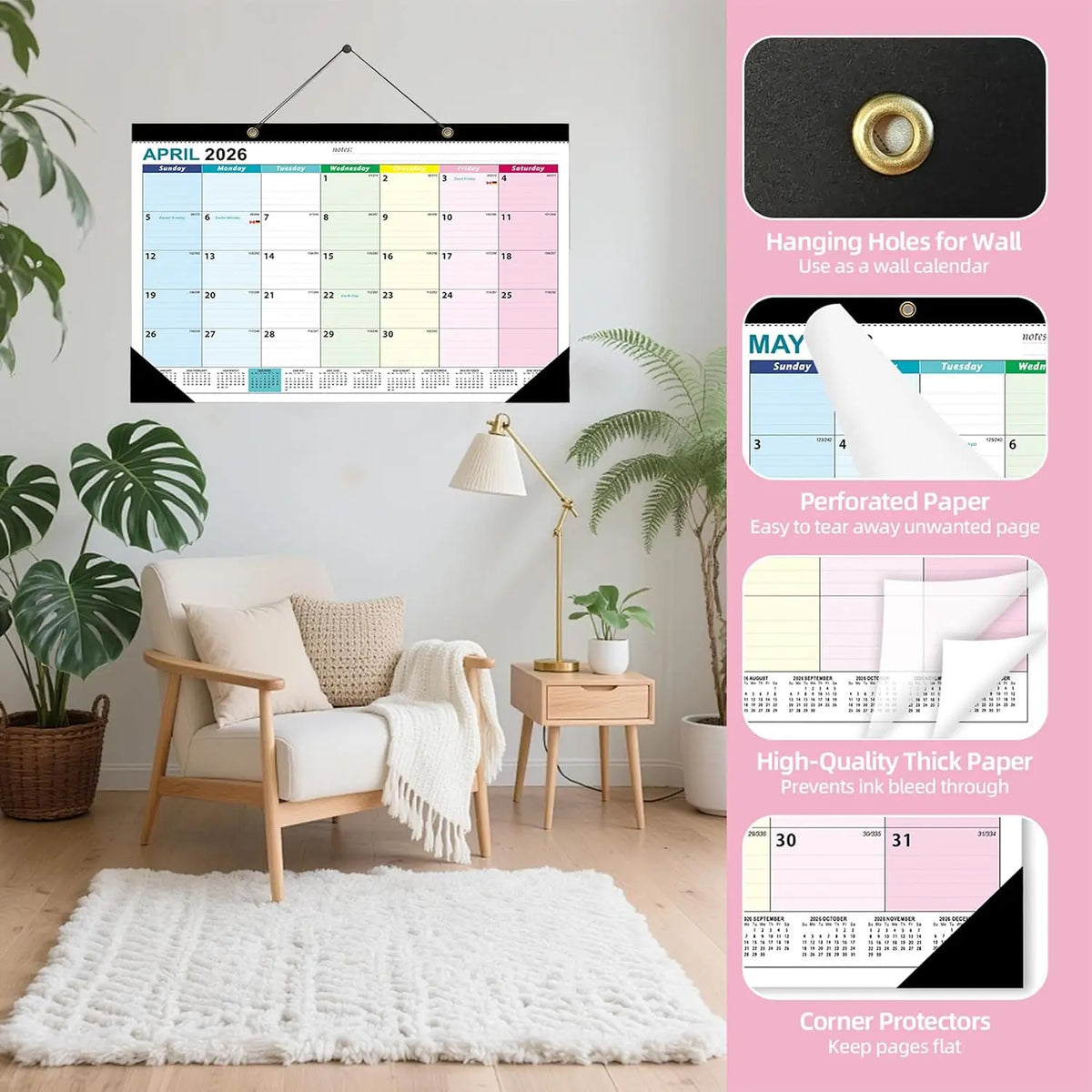 Desk Calendars 2026,18 Monthly Wall Calendar 2026-2027 Covers January 2026 to June 2027,Large 17" x 12" Desktop Planner with Corner Protectors, for Office School &