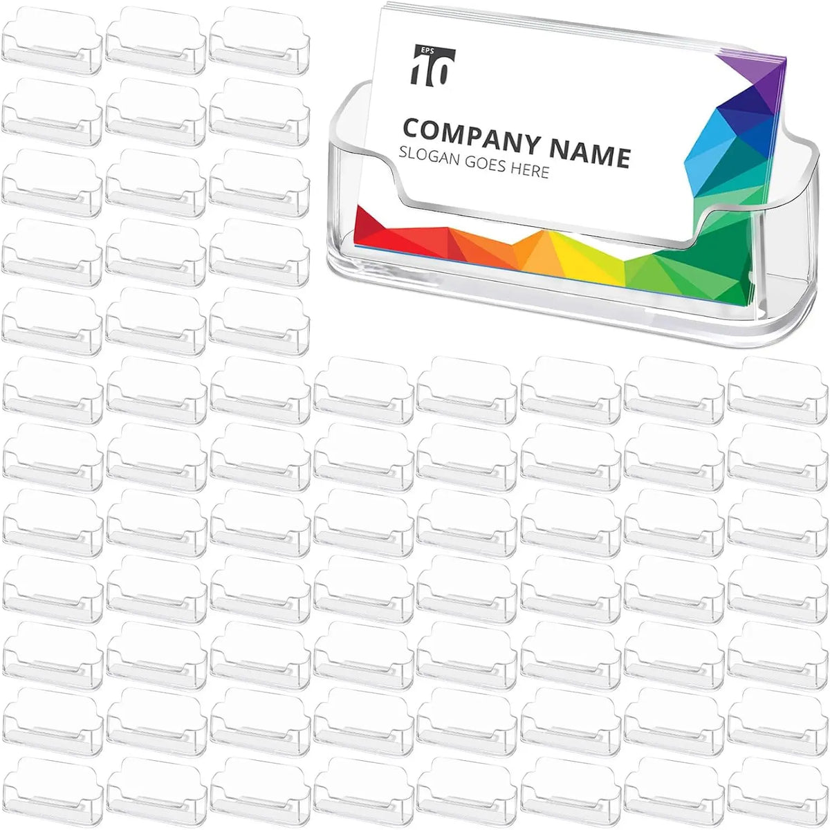 Business Card Holder for Desk, 20 Pack Plastic Business Card Display Clear Business Card Holder Desktop Cards Stand for  Office Exhibition Desk Table, Fits 30-50 Business Cards
