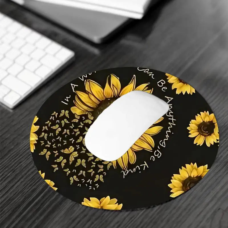 Sunflower Pattern Office Desk Mat, Rectangle Gaming Mouse Pad, Non-Slip Rubber Pad, Multi-size Mouse Pad Suitable for Laptop, Desktop Computer Games, Work, Family, Desk Accessories, Aesthetic Office Supplies