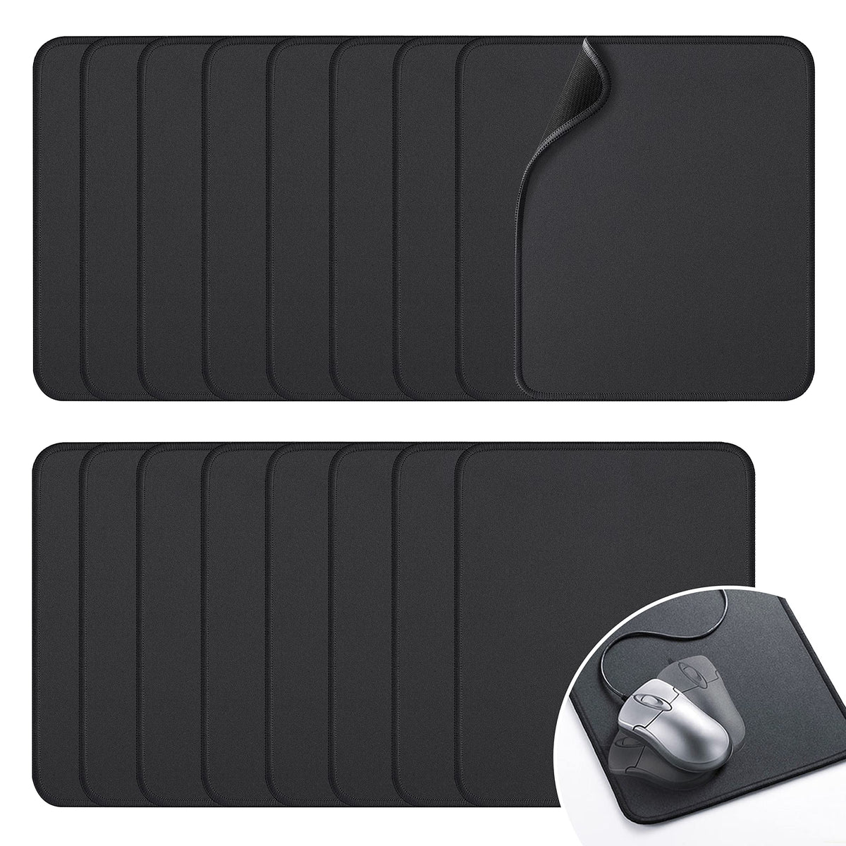 Zhithink 11 Pack Mouse Pad, 10.2''x8.2'' Computer Mousepad Bulk, Black