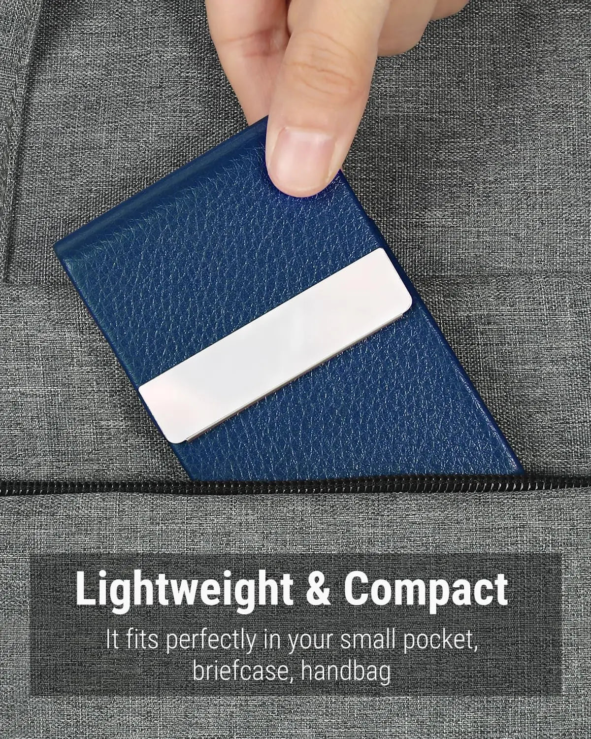 MaxGear Business Card Holder - Slim PU Leather & Steel-Core Office Accessories with RFID Blocker, Magnetic Close, Secure Business Card Storage for Corporate Staff