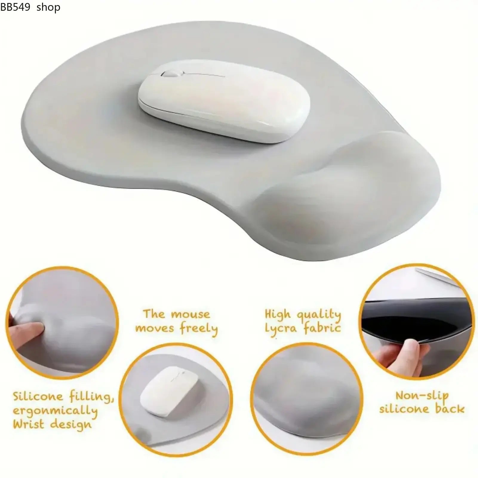 Ergonomic wrist rest mouse pad, with gel silicone wrist rest, ultra-soft and comfortable support, non-slip rubber base, suitable for office, gaming, laptops and desktops, Gaming accessory