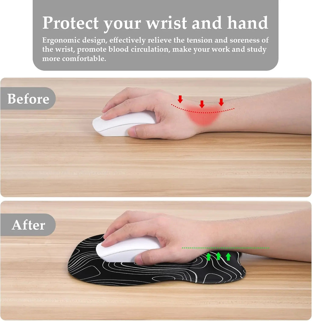 Ergonomic Mouse Pad with Memory Foam Wrist Rest for Wrist Relief, Durable Double-Layer Wear-Resistant Design, Non-Slip Base Gaming Mousepad, 9.64x8.26in Office Accessories for Home & Office