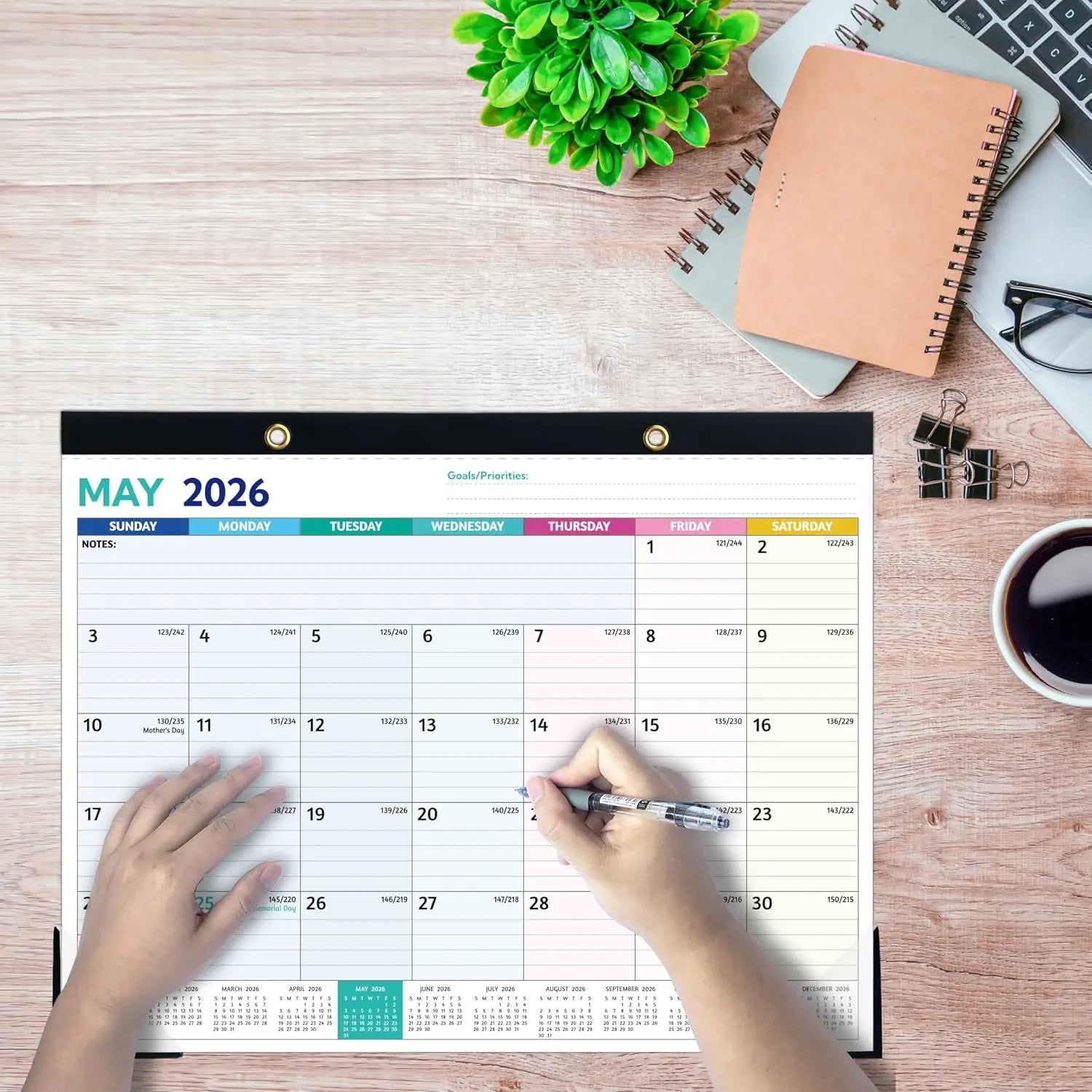 2026 Desk Calendar – Jan 2026 – Dec 2026, 12 Monthly Calendar, Large Desk Calendar 2026, 14.6’’ x 11.5’’,  Desk/Wall Calendar with To-do Lists, Desk Pad, Ruled Blocks, Corner Protectors