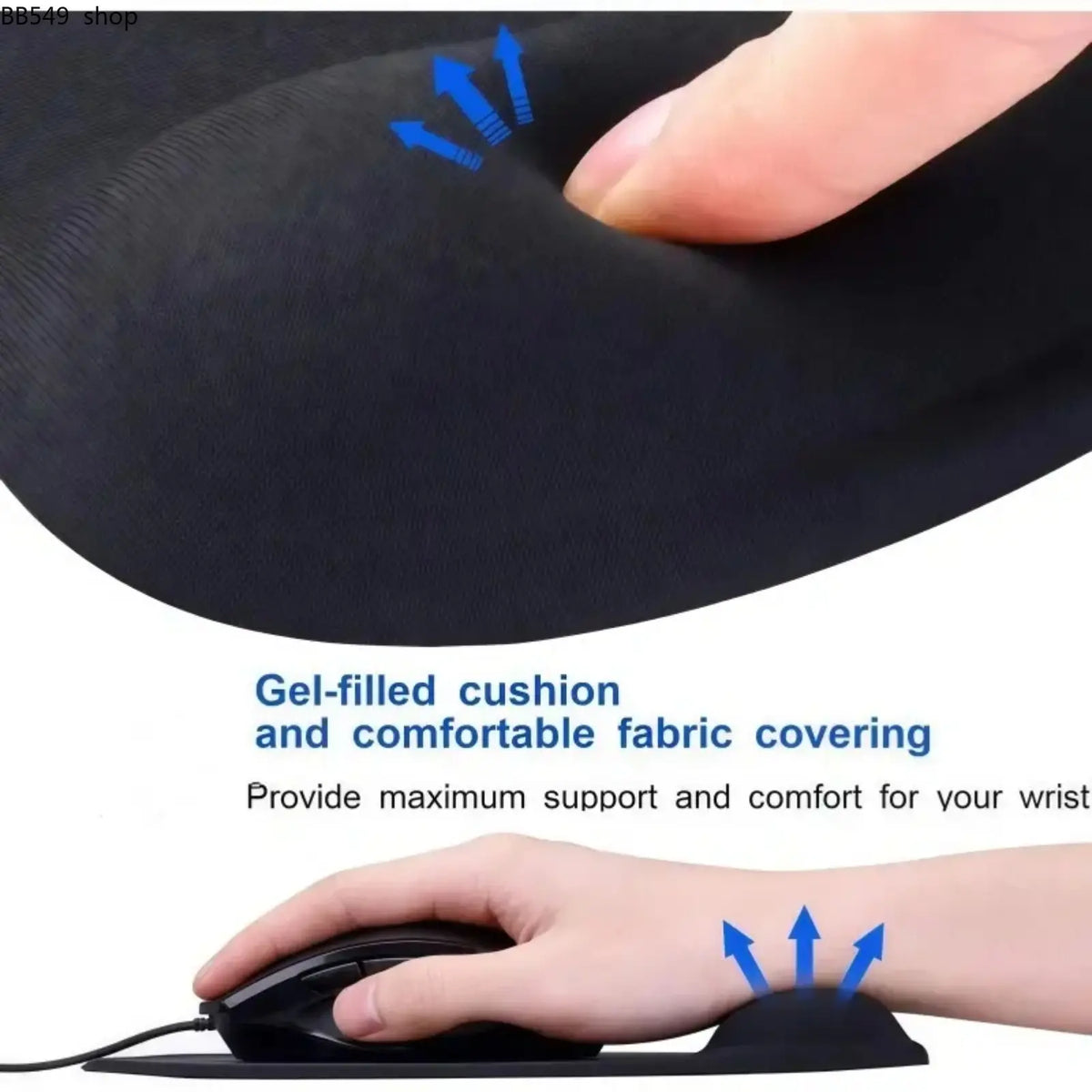 Ergonomic wrist rest mouse pad, with gel silicone wrist rest, ultra-soft and comfortable support, non-slip rubber base, suitable for office, gaming, laptops and desktops, Gaming accessory