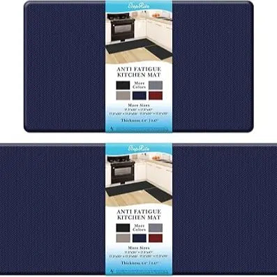 Kitchen Mats, 2PCS Kitchen Rugs, Cushioned Anti Fatigue Kitchen Mats for Floor, Non-Slip Standing Desk Mat, Waterproof  Office,17.3"×30"+17.3"×47",Black