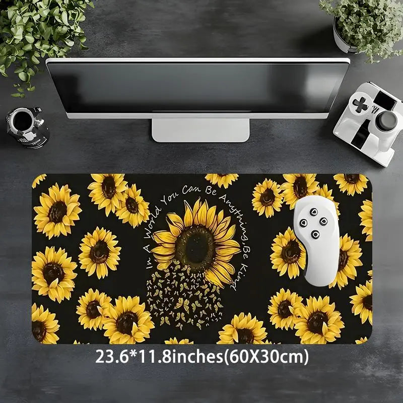 Sunflower Pattern Office Desk Mat, Rectangle Gaming Mouse Pad, Non-Slip Rubber Pad, Multi-size Mouse Pad Suitable for Laptop, Desktop Computer Games, Work, Family, Desk Accessories, Aesthetic Office Supplies