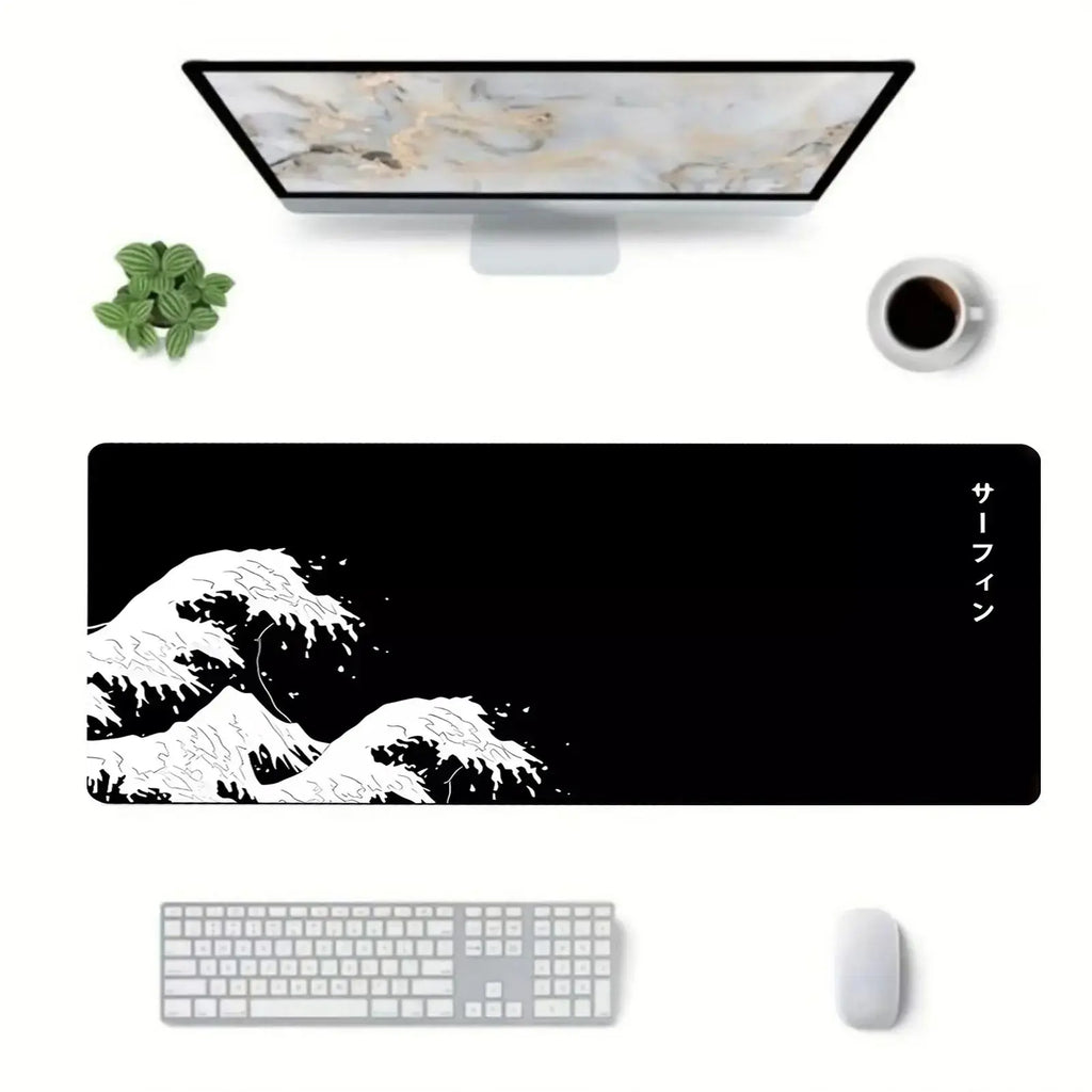 Wave Pattern Mouse Pad, Large Gaming Mouse Pad with Anti-Slip Rubber Base, Desk Mousepad for Gaming and Office Use, Computer Mouse Pad