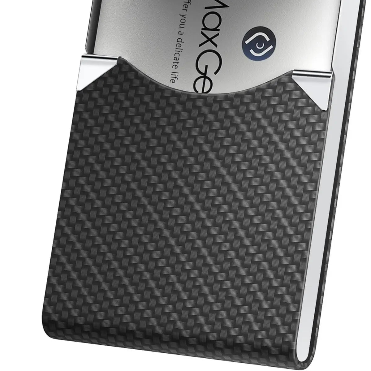MaxGear Business Card Holder, Slim PU Leather & Stainless Steel Office Accessories, RFID Blocking Name Card Case with Magnetic Closure for Men