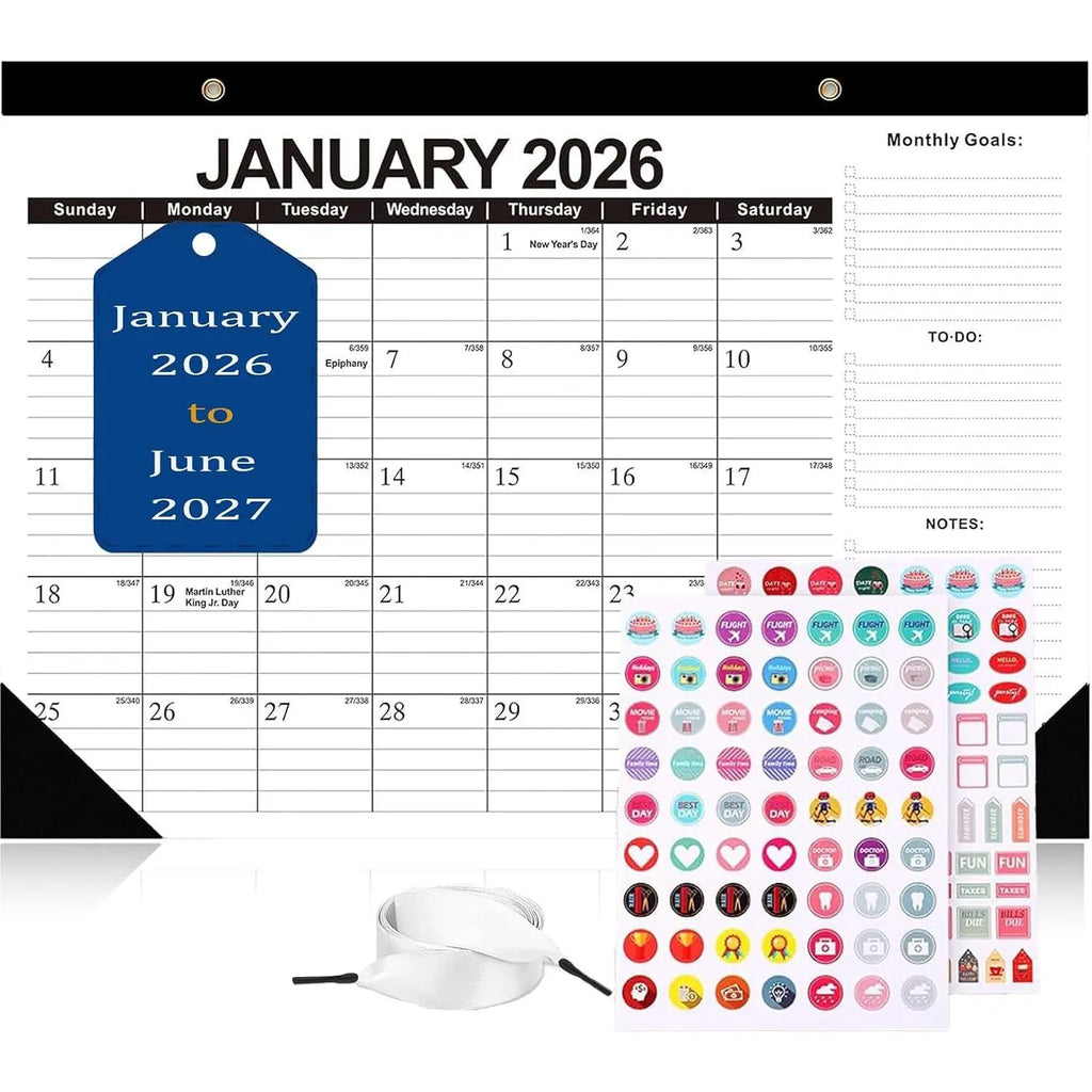 Desk Calendars 2026,18 Monthly Wall Calendar 2026-2027 Covers January 2026 to June 2027,Large 17" x 12" Desktop Planner with Corner Protectors, for Office School &