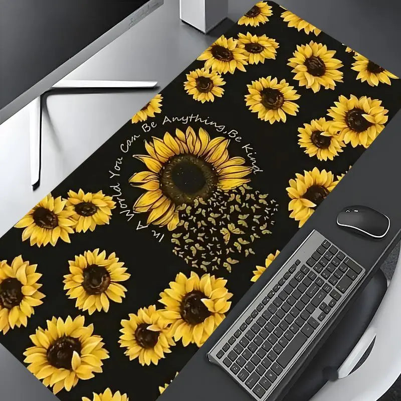 Sunflower Pattern Office Desk Mat, Rectangle Gaming Mouse Pad, Non-Slip Rubber Pad, Multi-size Mouse Pad Suitable for Laptop, Desktop Computer Games, Work, Family, Desk Accessories, Aesthetic Office Supplies