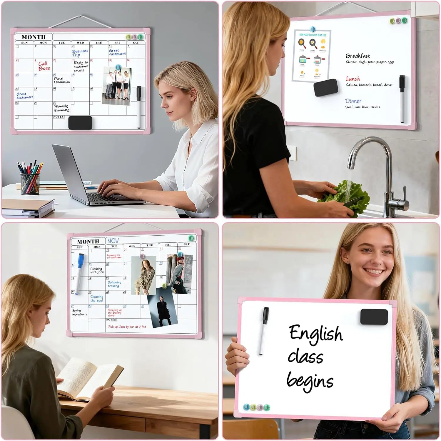 MaxGear 16x12 In Double-Sided Dry Erase Monthly Calendar Board, Reusable Dry Erase Planner with Blank Note Side, Wall Calendar for home office school