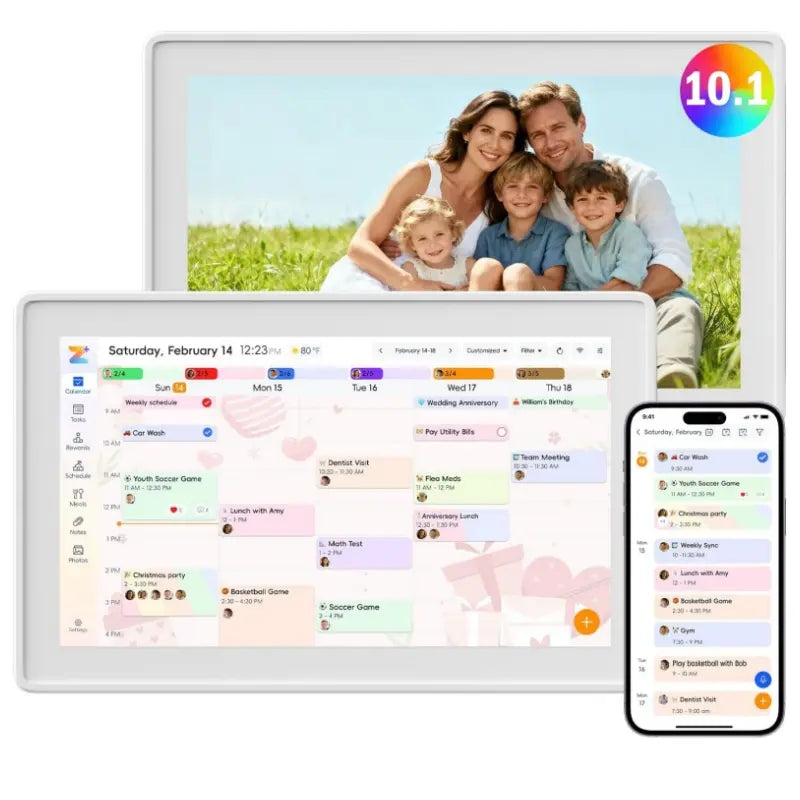 EKoio 10.1" Digital Calendar Frame – Interactive Touchscreen Eletronic Calendars, Smart Family Planner for Schedule, Photo Display, Meals, Chore Chart & Tasks, Wall & Desk Mountable